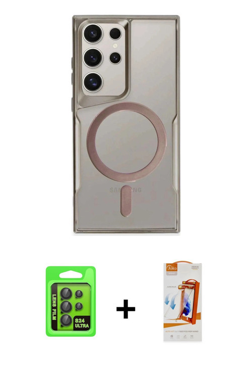 ieg™ Galaxy S24 Ultra Kılıf Yadigar Klasik Özel Seri - Siyah AutoKit 5in1 Fiber Polymer Nano Ekran K