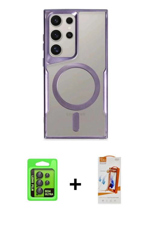 ieg™ Galaxy S24 Ultra Kılıf Yadigar Klasik Özel Seri - Siyah AutoKit 5in1 Fiber Polymer Nano Ekran K