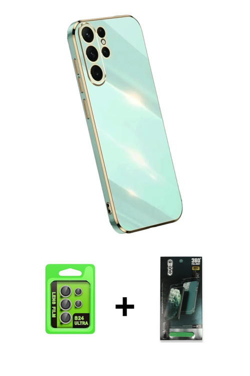 ieg™ Galaxy S24 Ultra Kılıf Yankı Serisi - Siyah 360 Mat Full Body Arka Koruyucu + Gri Raze Metal Ka