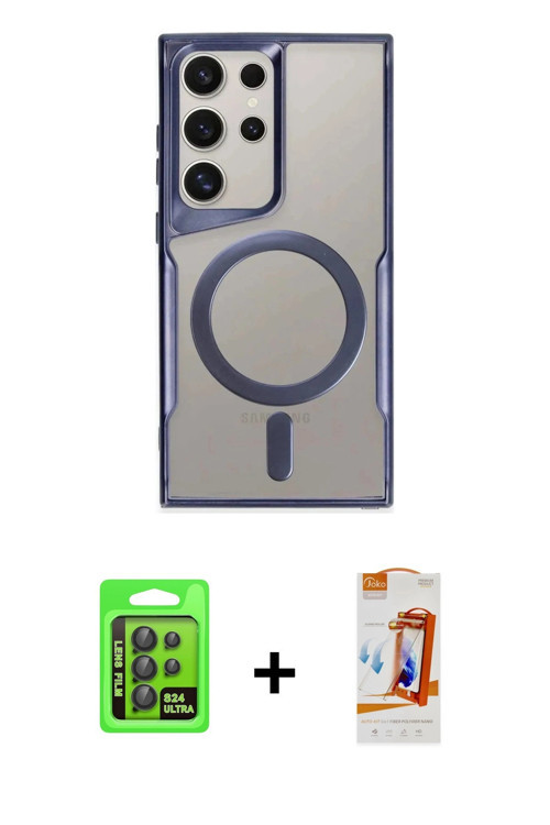 ieg™ Galaxy S24 Ultra Kılıf Yadigar Klasik Özel Seri - Siyah AutoKit 5in1 Fiber Polymer Nano Ekran K