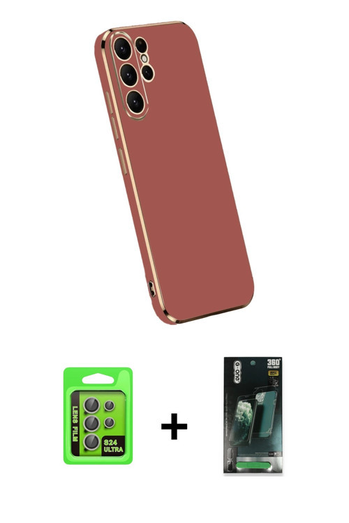 ieg™ Galaxy S24 Ultra Kılıf Yankı Serisi - Siyah 360 Mat Full Body Arka Koruyucu + Gri Raze Metal Ka