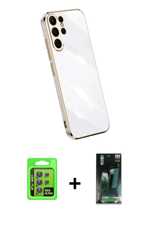 ieg™ Galaxy S24 Ultra Kılıf Yankı Serisi - Siyah 360 Mat Full Body Arka Koruyucu + Gri Raze Metal Ka