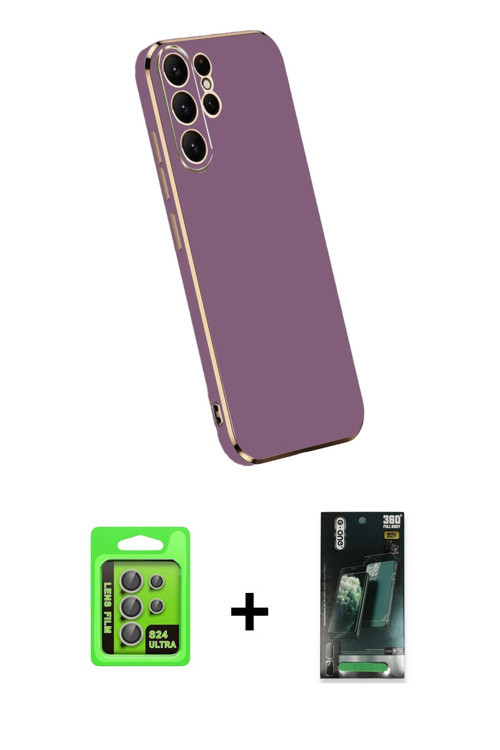 ieg™ Galaxy S24 Ultra Kılıf Yankı Serisi - Siyah 360 Mat Full Body Arka Koruyucu + Gri Raze Metal Ka