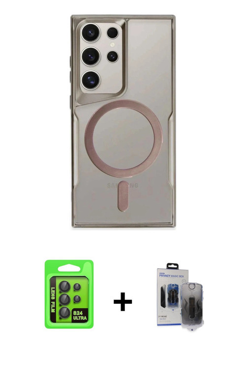 ieg™ Galaxy S24 Ultra Kılıf Yadigar Klasik Özel Seri - Siyah Vanessa Magic Hayalet Cam + Siyah Raze