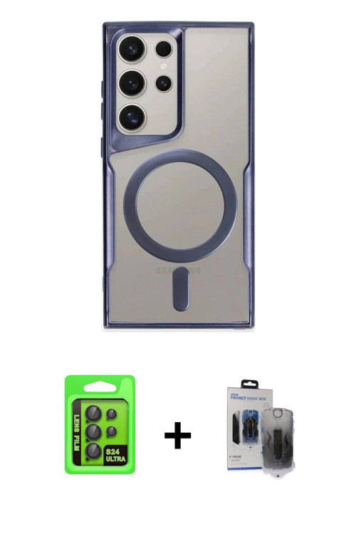 ieg™ Galaxy S24 Ultra Kılıf Yadigar Klasik Özel Seri - Siyah Vanessa Magic Hayalet Cam + Siyah Raze
