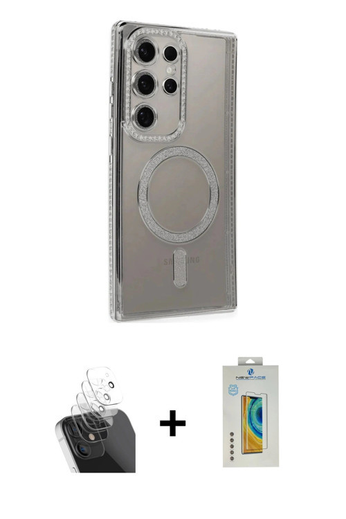 ieg™ Galaxy S24 Ultra Kılıf Zirve Doku Prime - Siyah Polymer Nano Ekran Koruyucu + Şeffaf Kamera Len