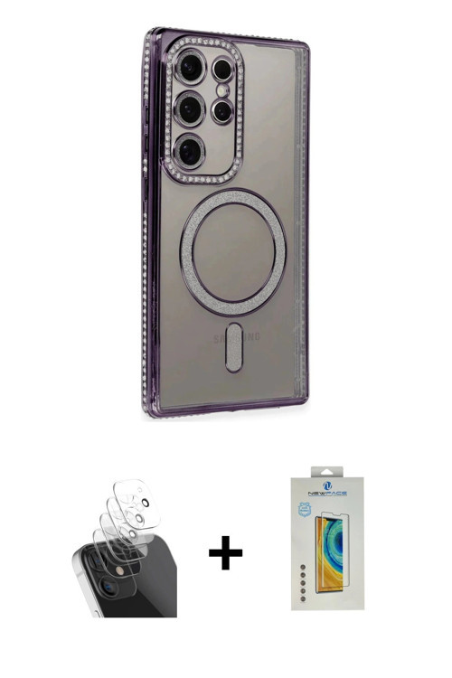 ieg™ Galaxy S24 Ultra Kılıf Zirve Doku Prime - Siyah Polymer Nano Ekran Koruyucu + Şeffaf Kamera Len