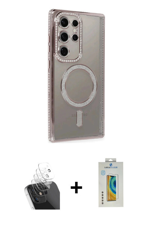 ieg™ Galaxy S24 Ultra Kılıf Zirve Doku Prime - Siyah Polymer Nano Ekran Koruyucu + Şeffaf Kamera Len