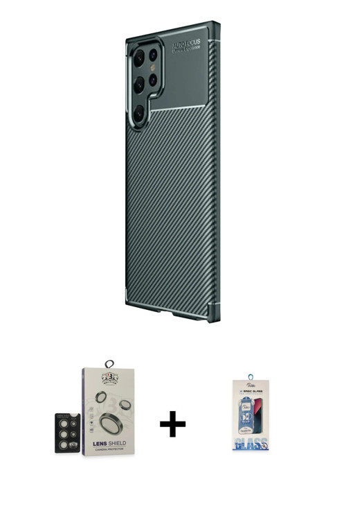 ieg™ Galaxy S25 Ultra Kılıf Eksen Form Prime - Siyah Joko Magic 5D Cam + Titan Gri Bilvis Titan Kame