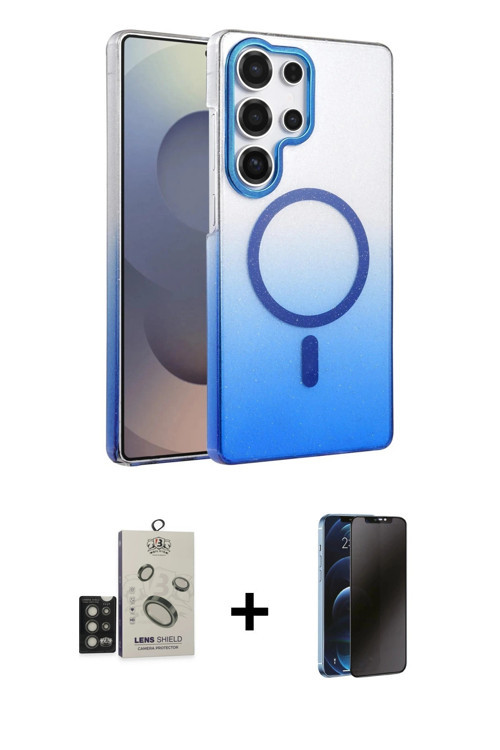 ieg™ Galaxy S25 Ultra Kılıf Ahenk Doku Özel Seri - Siyah 3D Antistatik Hayalet Cam Ekran Koruyucu +