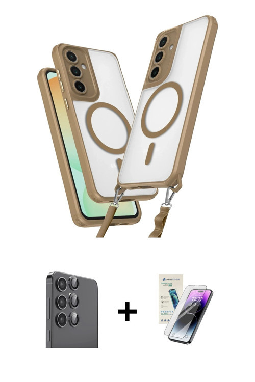 ieg™ Galaxy S25 Plus Kılıf Atlas Doku Koleksiyonu - Şeffaf Pasifik Cam Ekran Koruyucu + Siyah Raze M