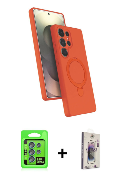 ieg™ Galaxy S25 Ultra Kılıf İz Işık Koleksiyonu - Siyah Bilvis 3D Cam Ekran Koruyucu + Mavi Raze Met