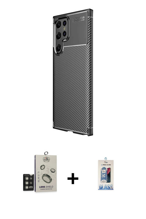 ieg™ Galaxy S25 Ultra Kılıf Eksen Form Prime - Siyah Joko Magic 5D Cam + Titan Gri Bilvis Titan Kame
