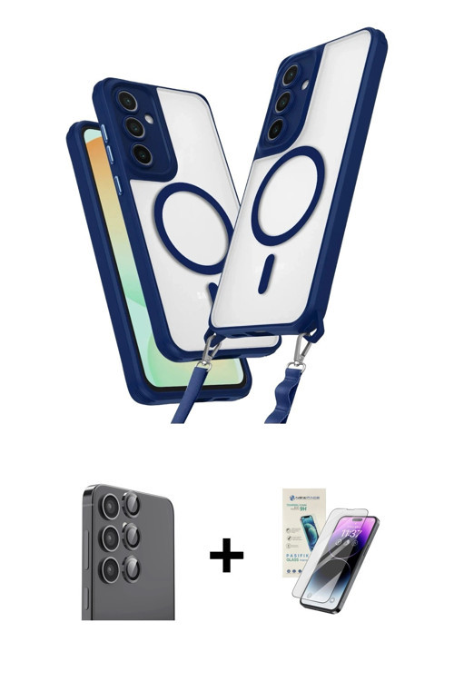 ieg™ Galaxy S25 Plus Kılıf Atlas Doku Koleksiyonu - Şeffaf Pasifik Cam Ekran Koruyucu + Siyah Raze M