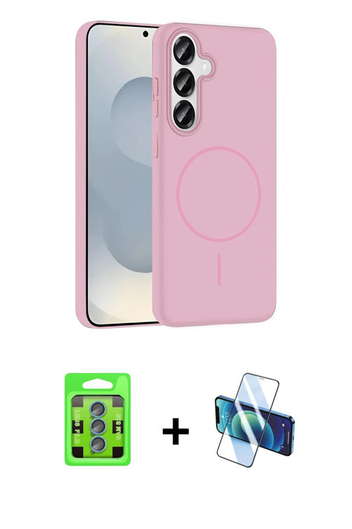 ieg™ Galaxy S25 Kılıf Siluet Doku Özel Seri - Siyah 3D Antistatik Seramik Nano Ekran Koruyucu + Mavi