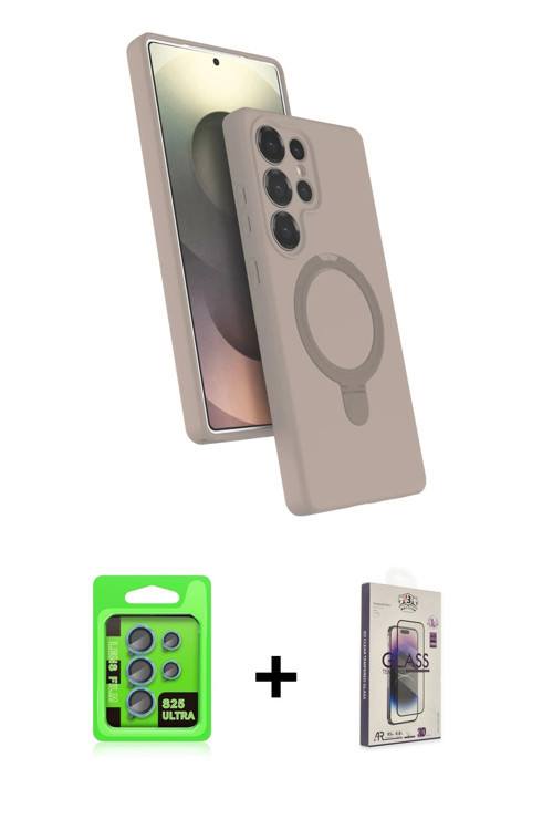 ieg™ Galaxy S25 Ultra Kılıf İz Işık Koleksiyonu - Siyah Bilvis 3D Cam Ekran Koruyucu + Mavi Raze Met