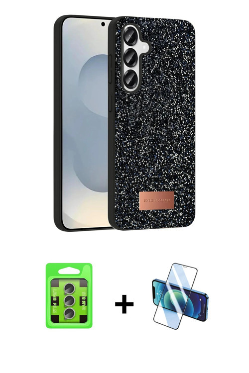 ieg™ Galaxy S25 Plus Kılıf Vadi Klasik Serisi - Siyah 3D Antistatik Seramik Nano Ekran Koruyucu + La
