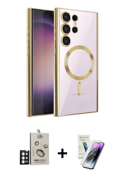 ieg™ Galaxy S25 Ultra Kılıf Nova Işık Özel Seri - Şeffaf Pasifik Cam Ekran Koruyucu + Gümüş Bilvis T
