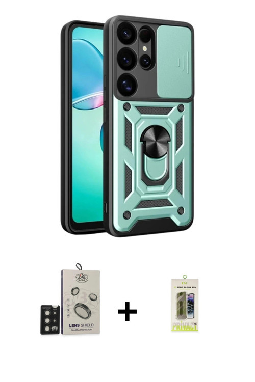 ieg™ Galaxy S25 Ultra Kılıf Ahenk Klasik - Siyah Joko Magic 5D Hayalet Cam + Siyah Bilvis Titan Kame