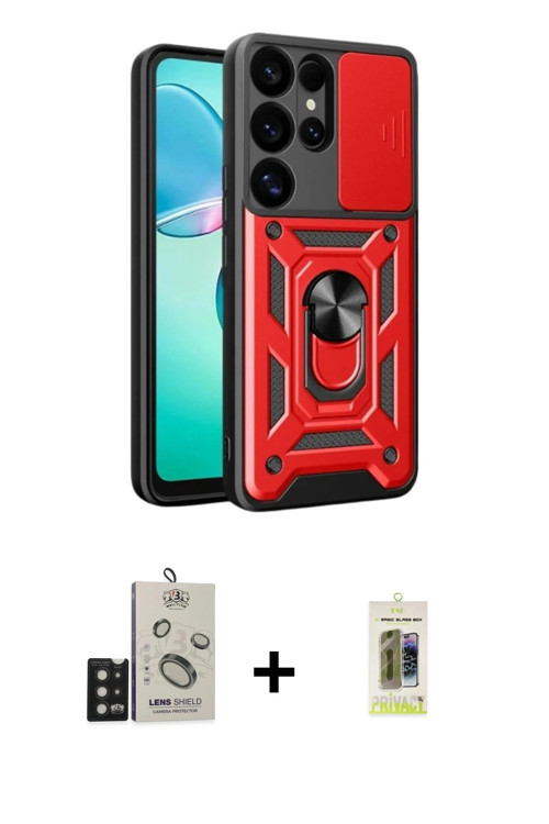 ieg™ Galaxy S25 Ultra Kılıf Ahenk Klasik - Siyah Joko Magic 5D Hayalet Cam + Siyah Bilvis Titan Kame