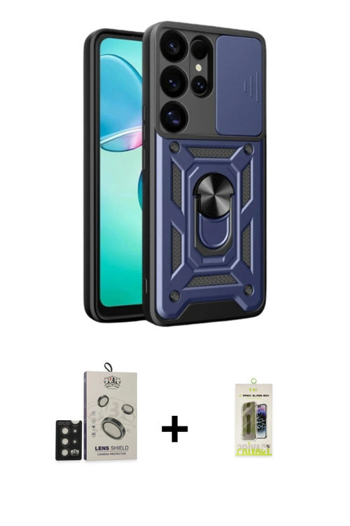 ieg™ Galaxy S25 Ultra Kılıf Ahenk Klasik - Siyah Joko Magic 5D Hayalet Cam + Siyah Bilvis Titan Kame
