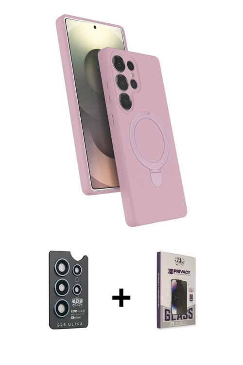 ieg™ Galaxy S25 Ultra Kılıf İz Işık Koleksiyonu - Siyah Bilvis Hayalet Cam Ekran Koruyucu + Lacivert