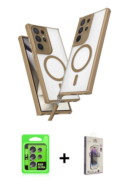 ieg™ Galaxy S25 Ultra Kılıf Atlas Doku Koleksiyonu - Siyah Bilvis 3D Cam Ekran Koruyucu + Natural Gr
