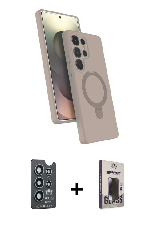 ieg™ Galaxy S25 Ultra Kılıf İz Işık Koleksiyonu - Siyah Bilvis Hayalet Cam Ekran Koruyucu + Lacivert