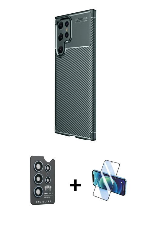 ieg™ Galaxy S25 Ultra Kılıf Eksen Form Prime - Siyah 3D Antistatik Seramik Nano Ekran Koruyucu + Lac
