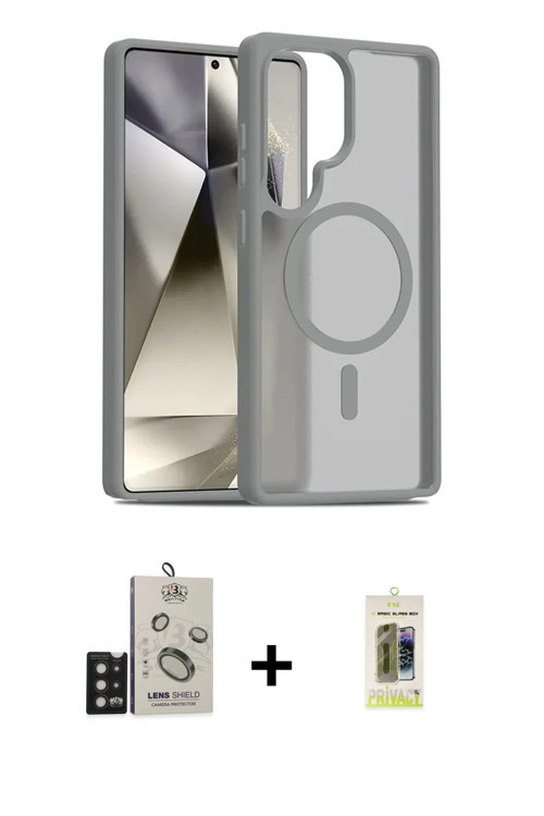 ieg™ Galaxy S25 Ultra Kılıf Siluet Minimal Prime - Siyah Joko Magic 5D Hayalet Cam + Siyah Bilvis Ti