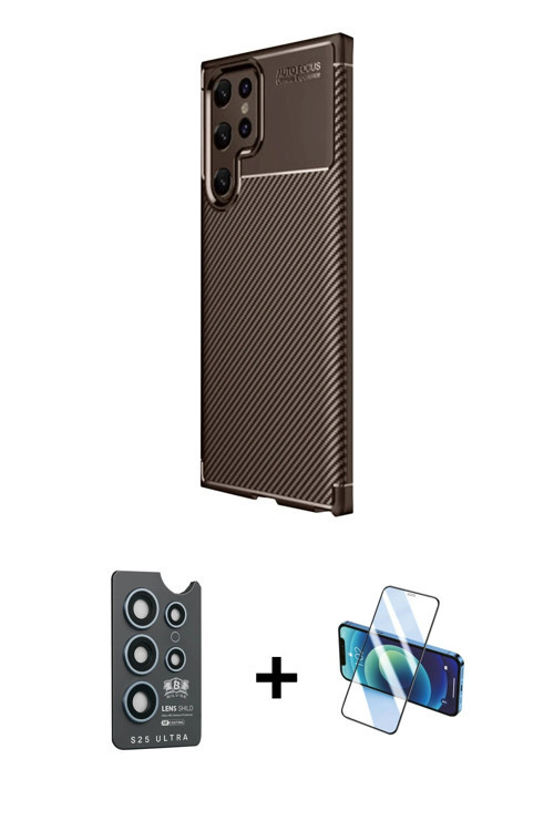 ieg™ Galaxy S25 Ultra Kılıf Eksen Form Prime - Siyah 3D Antistatik Seramik Nano Ekran Koruyucu + Lac
