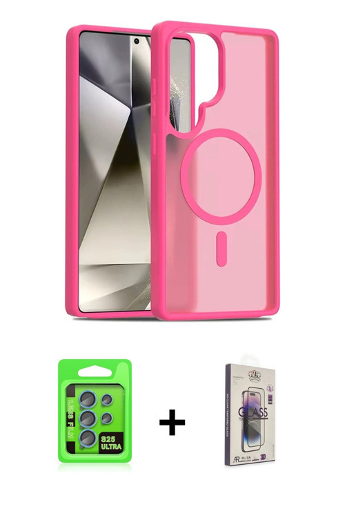 ieg™ Galaxy S25 Ultra Kılıf Siluet Minimal Prime - Siyah Bilvis 3D Cam Ekran Koruyucu + Mavi Raze Me