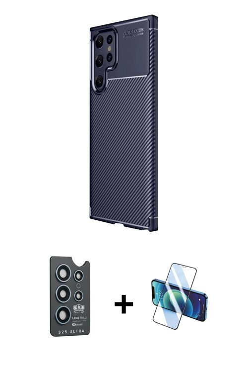 ieg™ Galaxy S25 Ultra Kılıf Eksen Form Prime - Siyah 3D Antistatik Seramik Nano Ekran Koruyucu + Lac