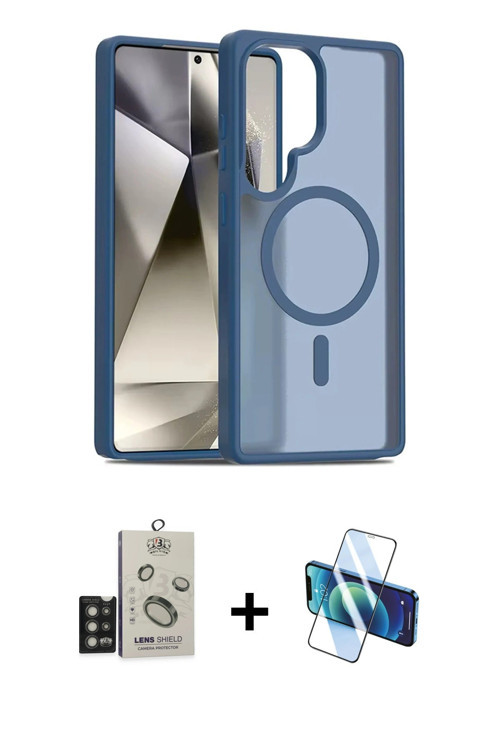 ieg™ Galaxy S25 Ultra Kılıf Siluet Minimal Prime - Siyah 3D Antistatik Cam Ekran Koruyucu + Titan Gr