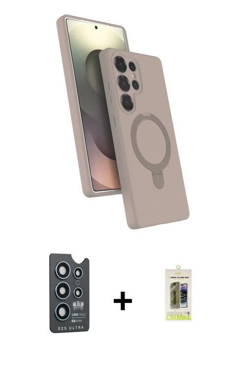 ieg™ Galaxy S25 Ultra Kılıf İz Işık Koleksiyonu - Siyah Joko Magic 5D Hayalet Cam + Lacivert Bilvis
