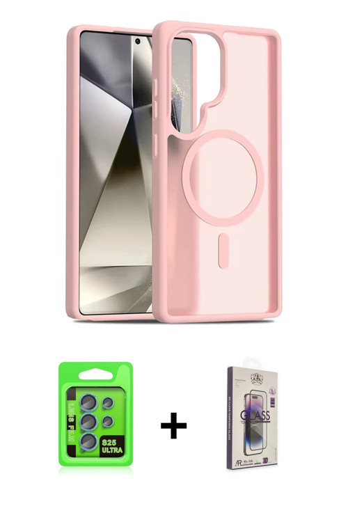 ieg™ Galaxy S25 Ultra Kılıf Siluet Minimal Prime - Siyah Bilvis 3D Cam Ekran Koruyucu + Mavi Raze Me