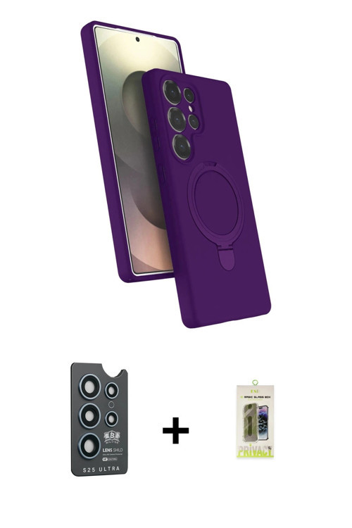 ieg™ Galaxy S25 Ultra Kılıf İz Işık Koleksiyonu - Siyah Joko Magic 5D Hayalet Cam + Lacivert Bilvis