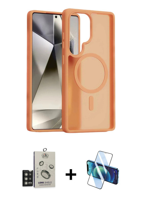 ieg™ Galaxy S25 Ultra Kılıf Siluet Minimal Prime - Siyah 3D Antistatik Cam Ekran Koruyucu + Titan Gr