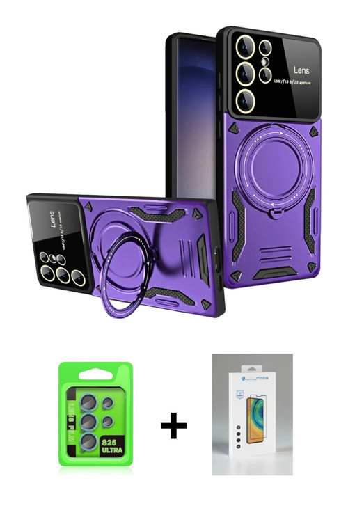 ieg™ Galaxy S25 Ultra Kılıf Kıvılcım Modern Serisi - Şeffaf Polymer Nano Ekran Koruyucu + Mavi Raze