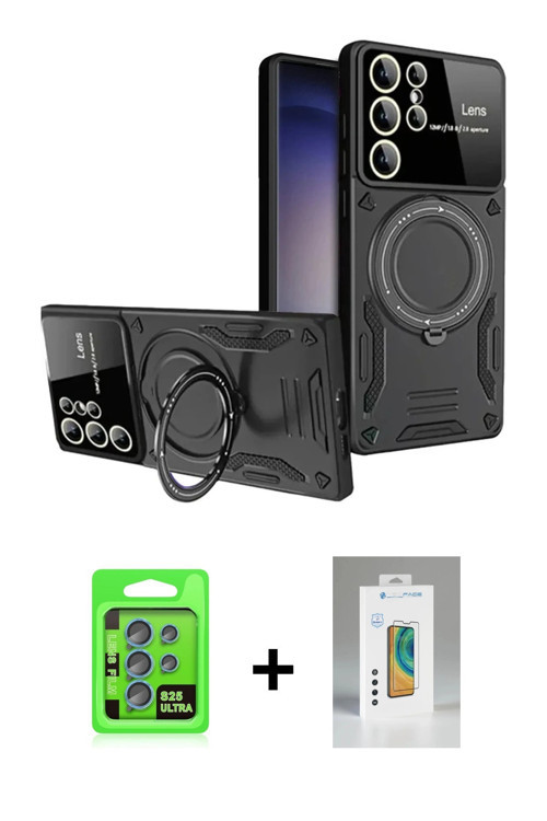 ieg™ Galaxy S25 Ultra Kılıf Kıvılcım Modern Serisi - Şeffaf Polymer Nano Ekran Koruyucu + Mavi Raze