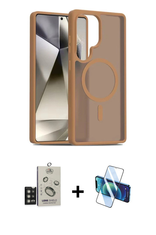 ieg™ Galaxy S25 Ultra Kılıf Siluet Minimal Prime - Siyah 3D Antistatik Cam Ekran Koruyucu + Titan Gr