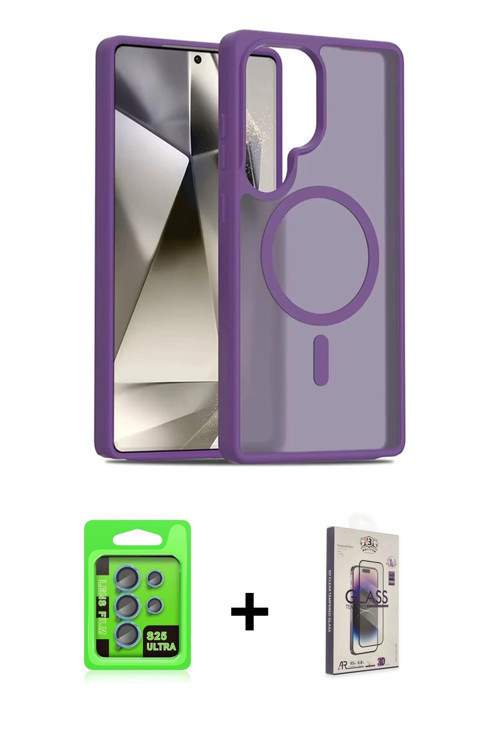 ieg™ Galaxy S25 Ultra Kılıf Siluet Minimal Prime - Siyah Bilvis 3D Cam Ekran Koruyucu + Mavi Raze Me