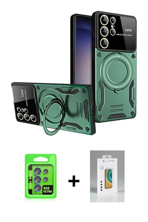 ieg™ Galaxy S25 Ultra Kılıf Kıvılcım Modern Serisi - Şeffaf Polymer Nano Ekran Koruyucu + Mavi Raze
