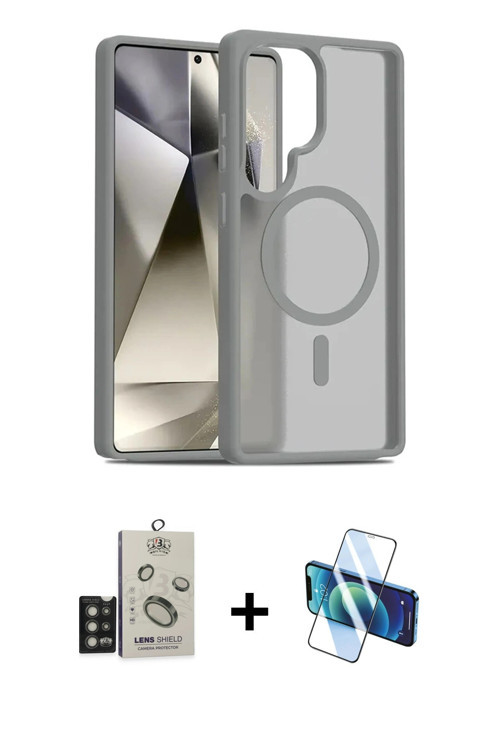 ieg™ Galaxy S25 Ultra Kılıf Siluet Minimal Prime - Siyah 3D Antistatik Cam Ekran Koruyucu + Titan Gr