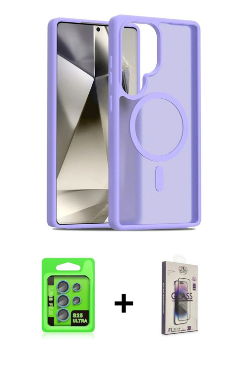 ieg™ Galaxy S25 Ultra Kılıf Siluet Minimal Prime - Siyah Bilvis 3D Cam Ekran Koruyucu + Mavi Raze Me