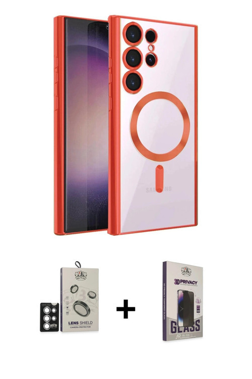 ieg™ Galaxy S25 Ultra Kılıf Nova Işık Özel Seri - Siyah Bilvis Hayalet Cam Ekran Koruyucu + Gümüş Bi