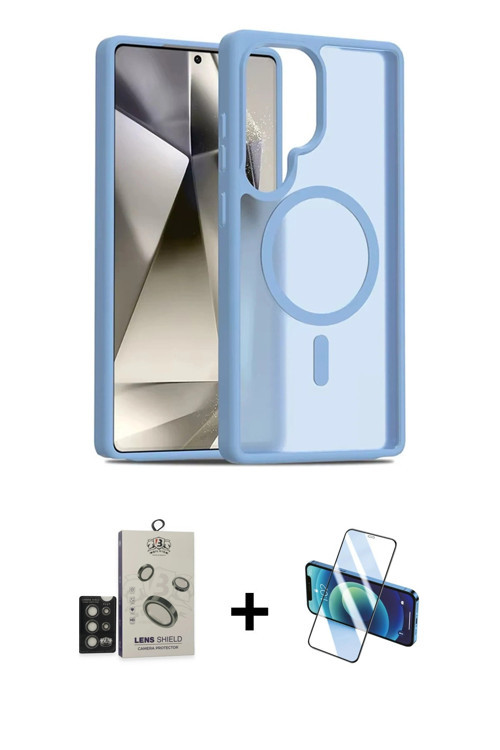 ieg™ Galaxy S25 Ultra Kılıf Siluet Minimal Prime - Siyah 3D Antistatik Cam Ekran Koruyucu + Titan Gr