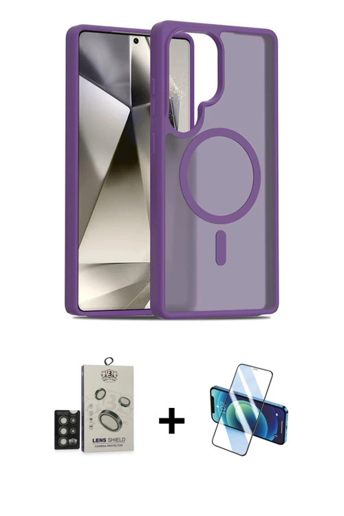 ieg™ Galaxy S25 Ultra Kılıf Siluet Minimal Prime - Siyah 3D Antistatik Cam Ekran Koruyucu + Titan Gr