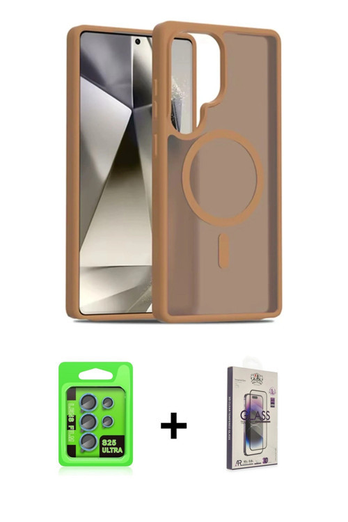 ieg™ Galaxy S25 Ultra Kılıf Siluet Minimal Prime - Siyah Bilvis 3D Cam Ekran Koruyucu + Mavi Raze Me
