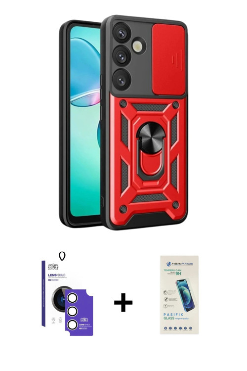 ieg™ Galaxy S26 Kılıf Ahenk Klasik - Şeffaf Pasifik Cam Ekran Koruyucu + Gümüş Bilvis Titan Kamera L